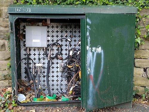 broken green street cabinet