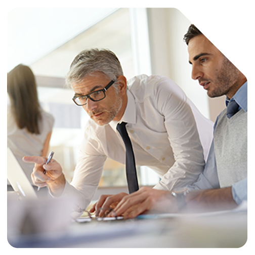 Office-Two-Men-Laptop-Discussion-One2Call-Cornerstone-Square