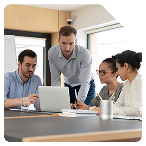 Team-Colleagues-Meeting-Room-Talk-Laptop- Cornerstone - Square